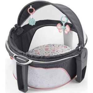 Fisher Price Gray and Pink Portable Bassinet